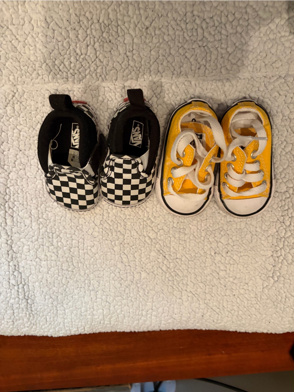 Converse white lace up shoes & checkered Van Slip on Shoes Size 2